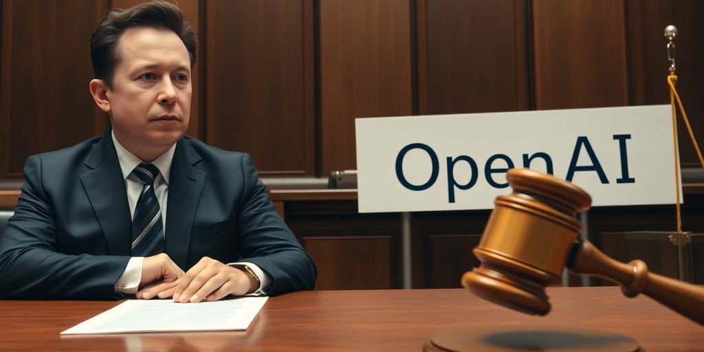 Elon Musk in a courtroom conflict with OpenAI.