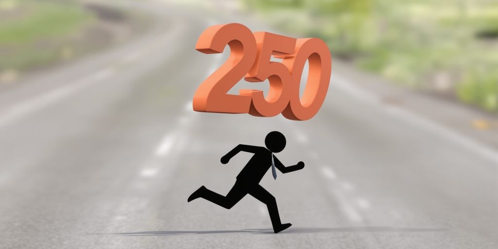 Person running away from a large numerical score.