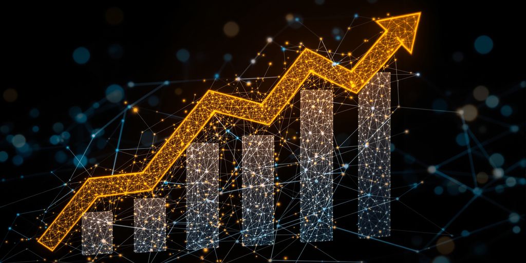 Ranking chart with upward trend and network of links.