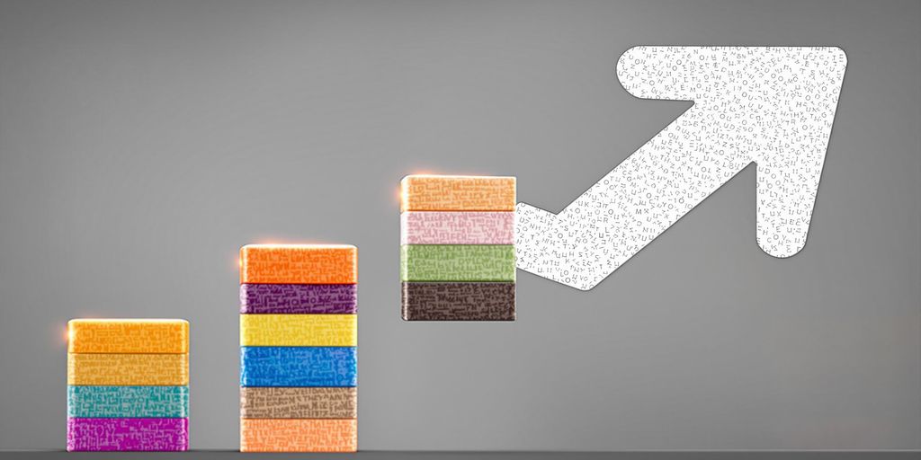 Building blocks forming an upward arrow.