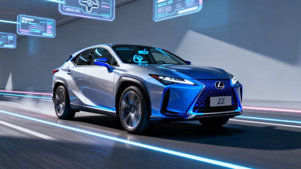 Lexus RZ 2026 electric SUV with steer-by-wire yoke.