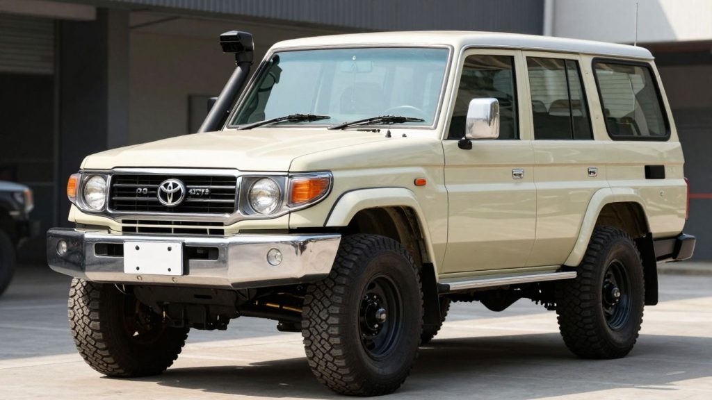 Toyota Land Cruiser Commercial vehicle parked outdoors.